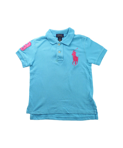 A Blue Short Sleeve Polos from Polo Ralph Lauren in size 4T for boy. (Front View)