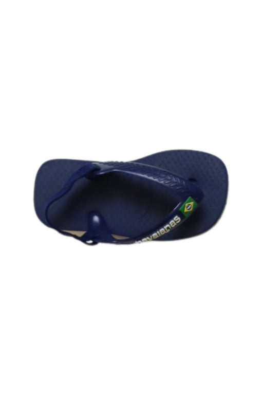 A Navy Sandals from Havaianas in size 18-24M for neutral. (Front View)