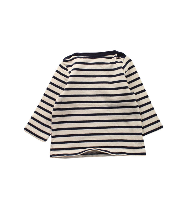 A Blue Long Sleeve T Shirts from Petit Bateau in size 12-18M for girl. (Back View)