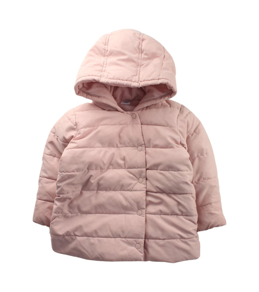 A Pink Puffer/Quilted Jackets from Petit Bateau in size 3T for girl. (Front View)