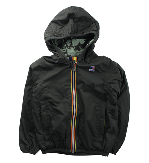 A Green Lightweight Jackets from K-Way in size 6T for boy. (Front View)