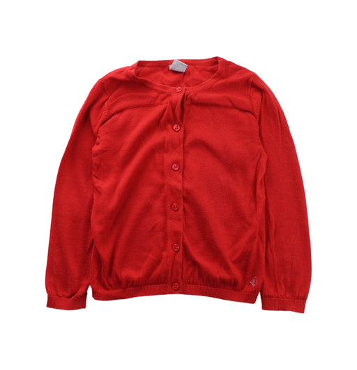 A Red Cardigans from Petit Bateau in size 4T for girl. (Front View)