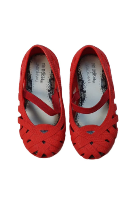 A Red Flats from Mini Melissa Jason Wu in size 3T for girl. (Back View)