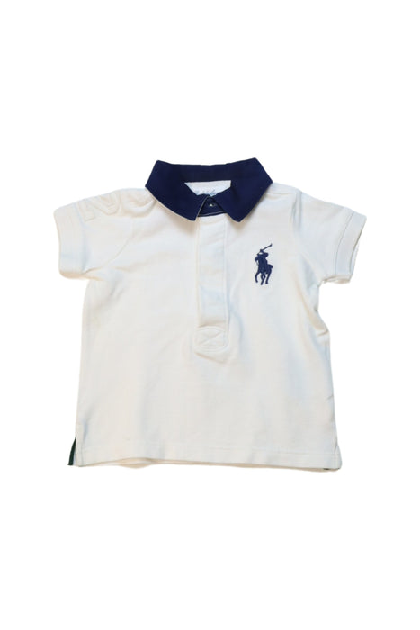 A White Short Sleeve Polos from Ralph Lauren in size 3-6M for boy. (Front View)