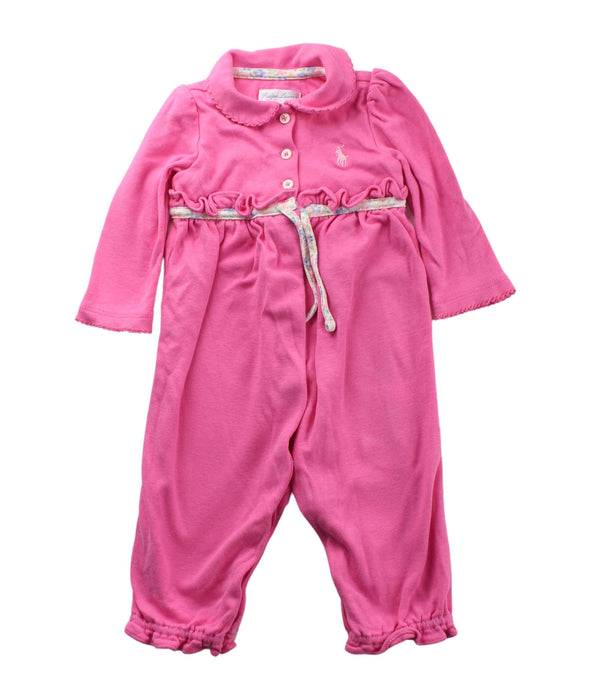 A Pink Long Sleeve Jumpsuits from Ralph Lauren in size 3-6M for girl. (Front View)