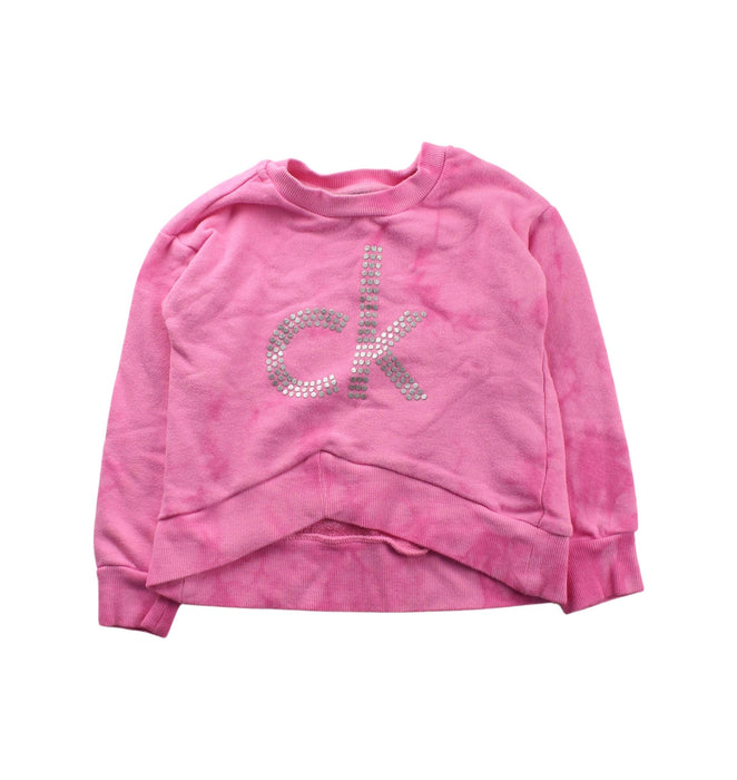 A Pink Crewneck Sweatshirts from Calvin Klein in size 4T for girl. (Front View)