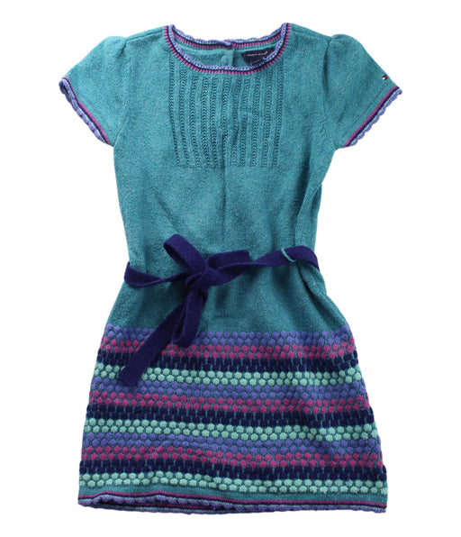 A Green Short Sleeve Dresses from Tommy Hilfiger in size 4T for girl. (Front View)