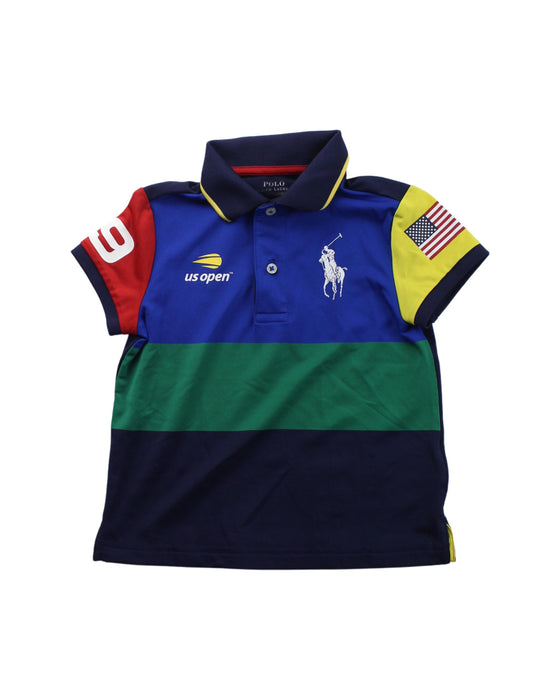 A Blue Short Sleeve Polos from Polo Ralph Lauren in size 4T for boy. (Front View)