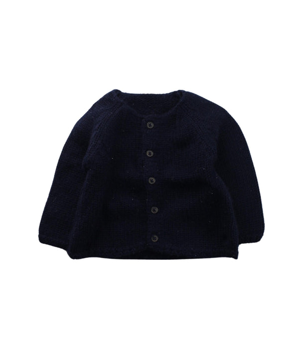 A Blue Cardigans from Petit Bateau in size 3-6M for girl. (Front View)