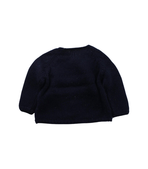 A Blue Cardigans from Petit Bateau in size 3-6M for girl. (Back View)