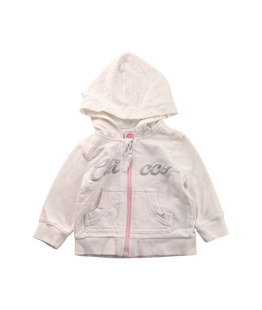 A White Zippered Sweatshirts from Chicco in size 0-3M for girl. (Front View)