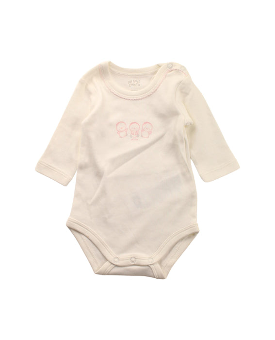 A White Long Sleeve Bodysuits from Chicco in size 0-3M for girl. (Front View)