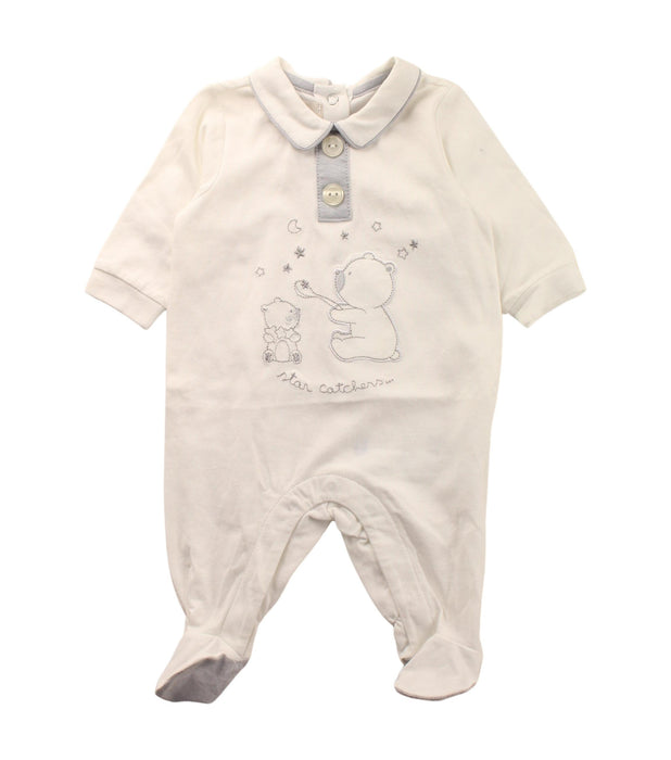 A White Onesies from Chicco in size 0-3M for neutral. (Front View)