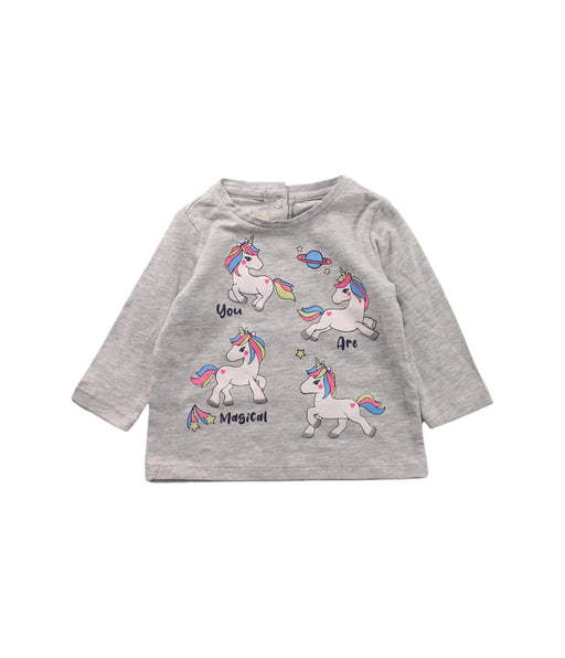 A Grey Long Sleeve T Shirts from Chicco in size 0-3M for girl. (Front View)