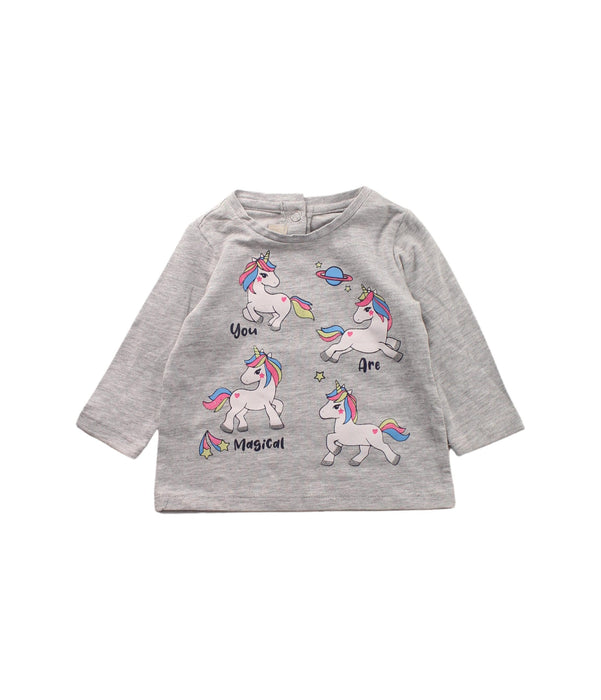 A Grey Long Sleeve T Shirts from Chicco in size 0-3M for girl. (Front View)