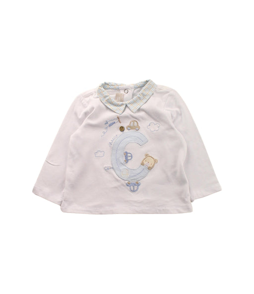 A White Long Sleeve Polos from Chicco in size 3-6M for boy. (Front View)