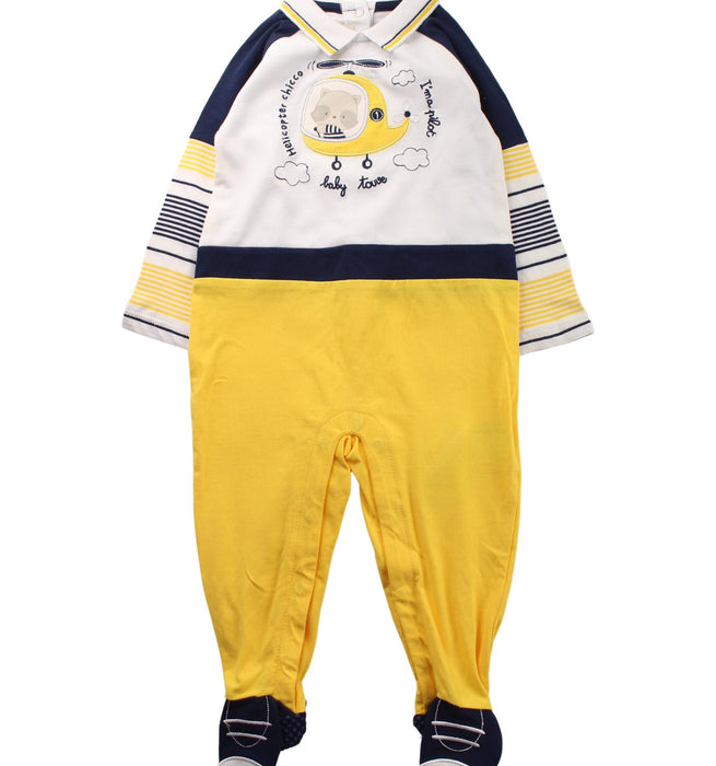 A Yellow Onesies from Chicco in size 6-12M for boy. (Front View)