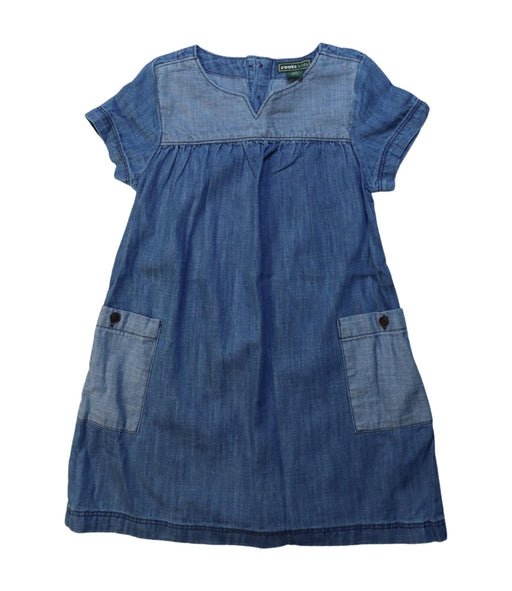 A Blue Short Sleeve Dresses from Roots in size 4T for girl. (Front View)