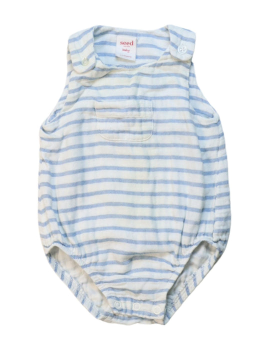A White Sleeveless Bodysuits from Seed in size 0-3M for neutral. (Front View)