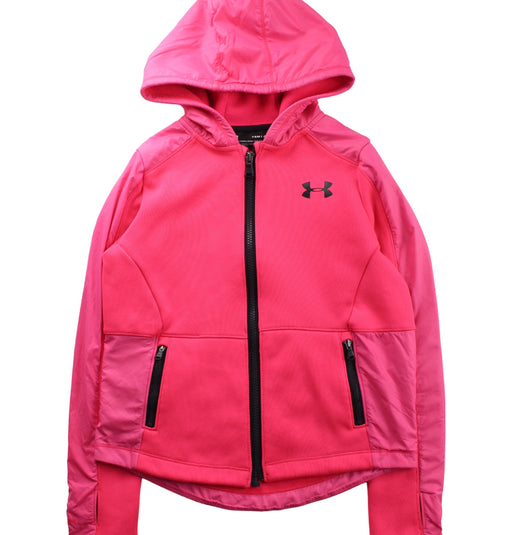 A Pink Zippered Sweatshirts from Under Armour in size 8Y for girl. (Front View)