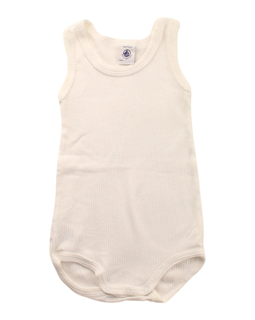 A White Sleeveless Bodysuits from Petit Bateau in size 6-12M for boy. (Front View)