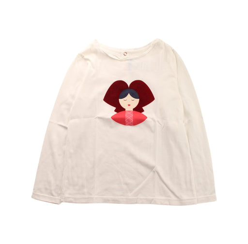 A White Long Sleeve T Shirts from Jacadi in size 6T for girl. (Front View)