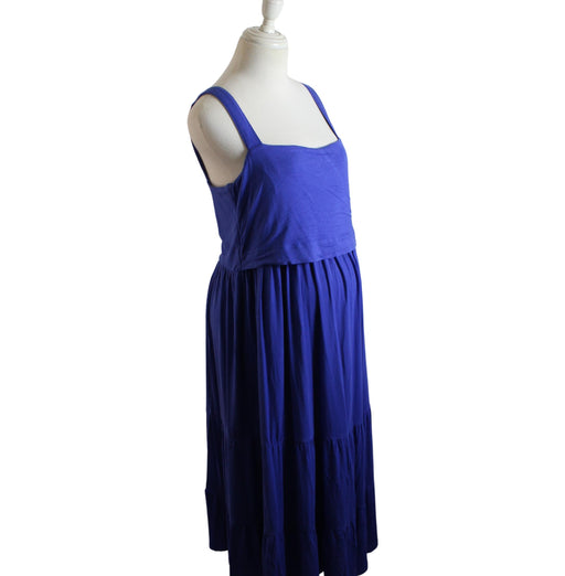 A Blue Sleeveless Dresses from Seraphine in size M for maternity. (Front View)