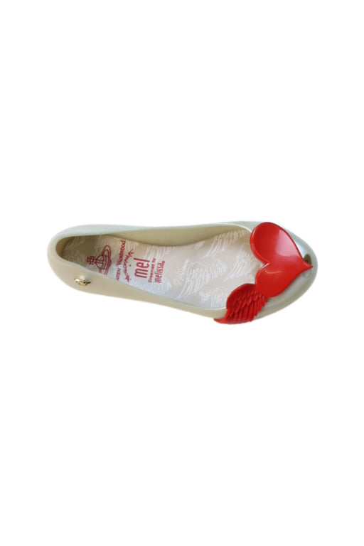 A Ivory Flats from Mini Melissa Vivienne Westwood in size 7Y for girl. (Front View)