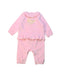 A Pink Long Sleeve Jumpsuits from Juicy Couture in size 0-3M for girl. (Front View)