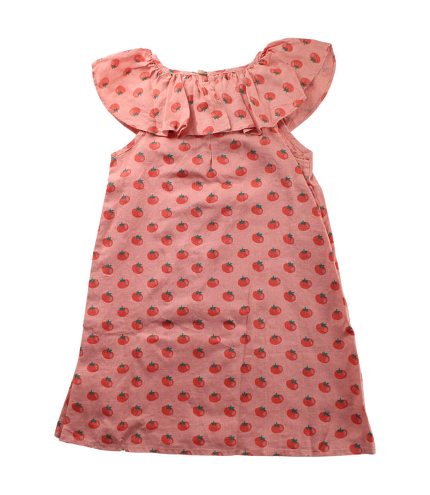 A Pink Sleeveless Dresses from Oeuf in size 4T for girl. (Back View)