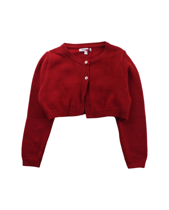 A Red Cardigans from Confiture in size 6T for girl. (Front View)