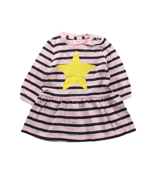 A Blue Long Sleeve Dresses from Seed in size 0-3M for girl. (Front View)