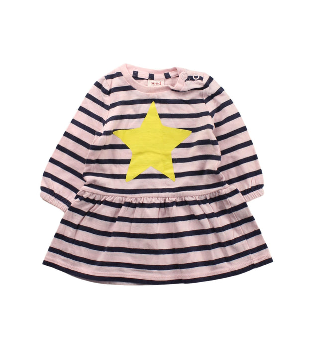 A Blue Long Sleeve Dresses from Seed in size 0-3M for girl. (Front View)