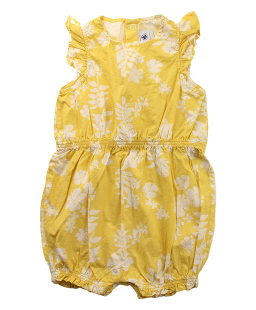 A Yellow Short Sleeve Rompers from Petit Bateau in size 3-6M for girl. (Front View)