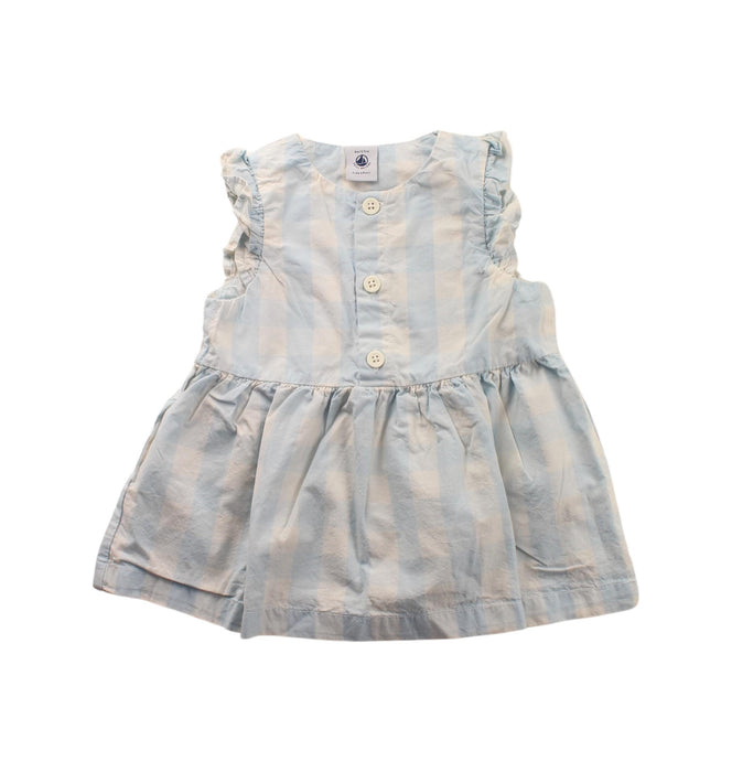 A Blue Sleeveless Dresses from Petit Bateau in size 3-6M for girl. (Front View)