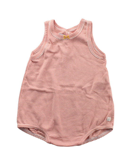 A Red Sleeveless Bodysuits from Petit Bateau in size 3-6M for girl. (Front View)