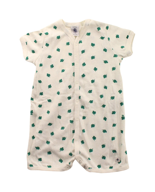 A Green Short Sleeve Rompers from Petit Bateau in size 3-6M for boy. (Front View)