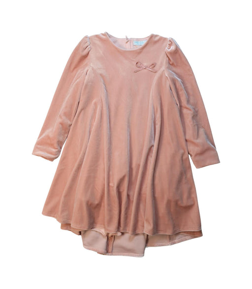 A Pink Long Sleeve Dresses from Abel & Lula in size 5T for girl. (Front View)