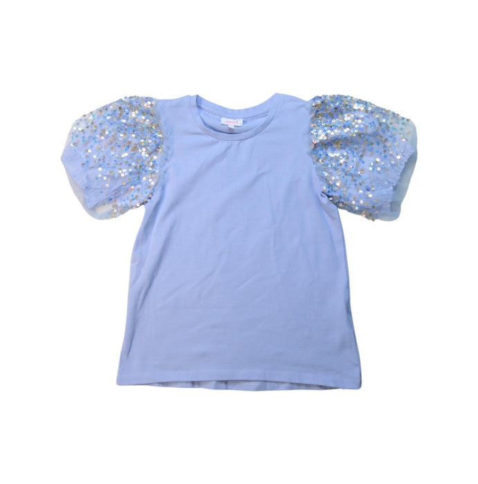 A Blue Short Sleeve Tops from Seed in size 7Y for girl. (Front View)