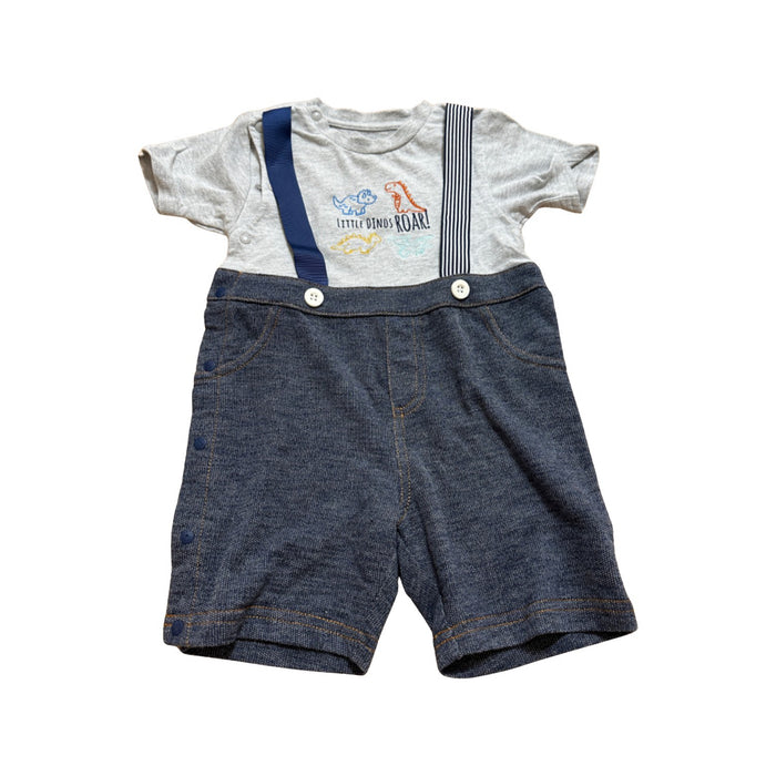 A Grey Short Sleeve Rompers from Chickeeduck in size 12-18M for boy. (Front View)