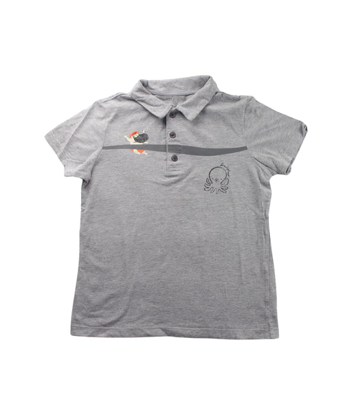 A Grey Short Sleeve Polos from Kingkow in size 7Y for boy. (Front View)