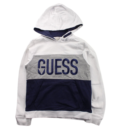 A White Hooded Sweatshirts from Guess in size 8Y for boy. (Front View)