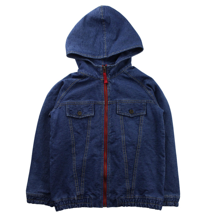 A Blue Zippered Sweatshirts from As Know As Ponpoko in size 7Y for boy. (Front View)