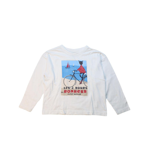 A White Long Sleeve T Shirts from Petit Bateau in size 6T for boy. (Front View)