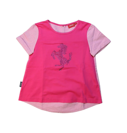 A Pink Short Sleeve Tops from Ferrari in size 6T for girl. (Front View)