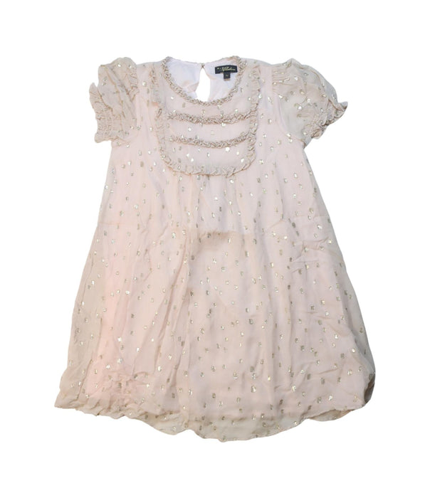 A Pink Short Sleeve Dresses from Velveteen in size 6T for girl. (Front View)