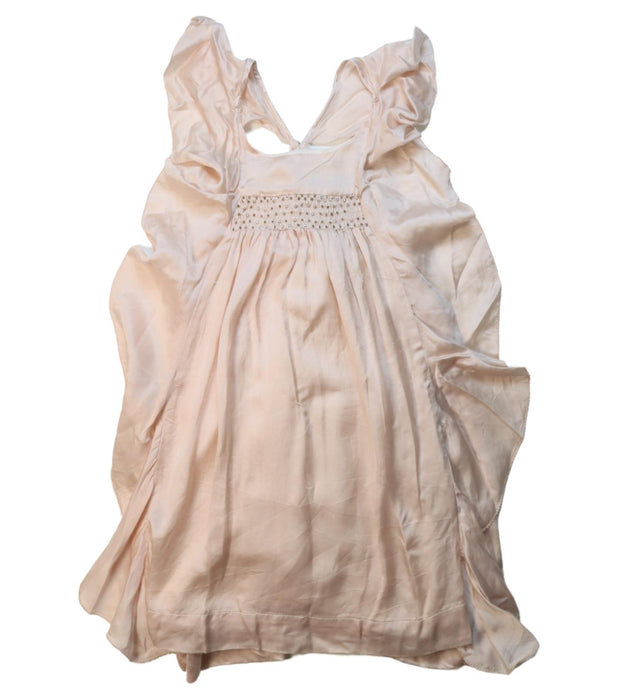 A Pink Sleeveless Dresses from Velveteen in size 5T for girl. (Front View)