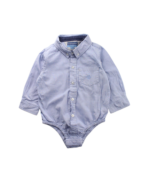 A Blue Long Sleeve Bodysuits from Andy & Evan in size 12-18M for boy. (Front View)