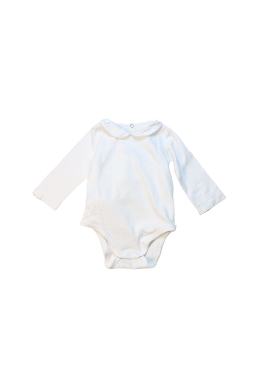 A White Long Sleeve Bodysuits from Jacadi in size 3-6M for neutral. (Front View)