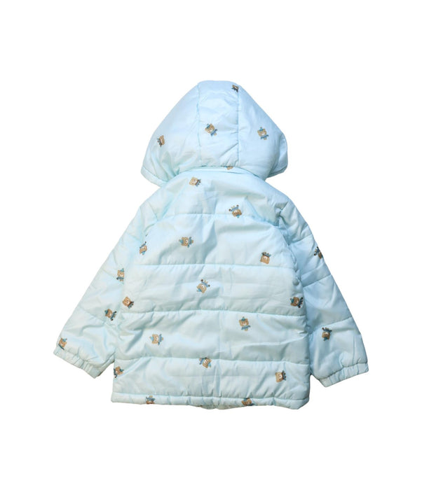 A Blue Puffer/Quilted Jackets from Kingkow in size 4T for boy. (Back View)